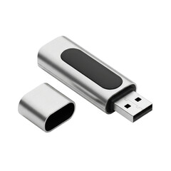 Metallic USB Stick Data Storage Device Black Insert Black Background