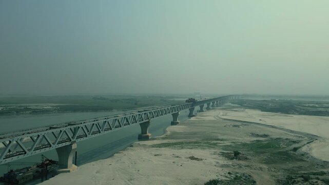 Padma Bridge drone video aerial view Padma river 4K aerial views Mawa, Bangladesh