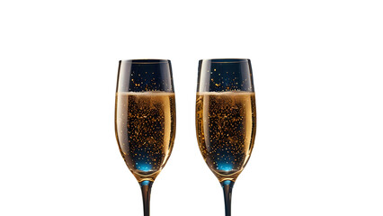 thoughtful mini-thought process AI-search-thought-processTwo crystal flute glasses filled with sparkling gold champagne and bubbles are isolated on a white background for a wedding celebration or anni