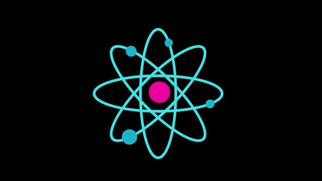 atom molecular chemistry or physic icon concept loop animation video with alpha channel