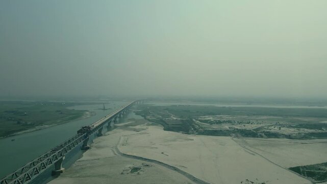 Padma Bridge drone video aerial view Padma river 4K aerial views Mawa, Bangladesh
