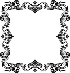A filigree heraldic crest motif floral pattern border frame. Original design in a vintage style.
