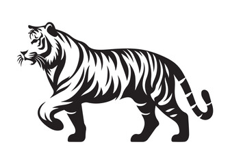 tiger logo silhouette vector, tiger silhouette vector illustration, wild cat black silhouette bengal tiger animals,  bengal tiger logo silhouettes vector on white background