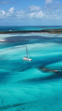 Exuma Skyline At Exuma Islands In Black Point Bahamas. Beach Landscape. Shades Of Blue Watercolor. Travel Destination. Exuma Skyline In Exuma Islands In Black Point Bahamas. Nature Seascape.