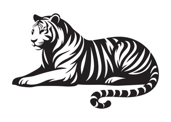 tiger logo silhouette vector, tiger silhouette vector illustration, wild cat black silhouette bengal tiger animals,  bengal tiger logo silhouettes vector on white background