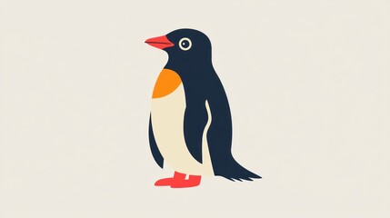 Obraz premium Cute penguin illustration on light background. Possible use for children's book illustration or educational material