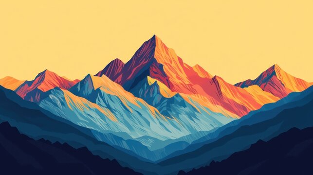 Colorful mountain range at sunset