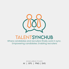 Modern Recruitment and HR Logo Design with Connected Business Figures, Talent Acquisition Vector Symbol