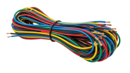 Bundle Colorful Electric Wires Prepared for Connection