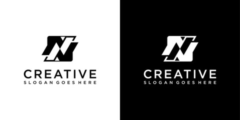 Initial letter N or NN monogram logo design vector