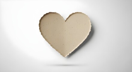 Obraz premium Heart-shaped paper cutout made from kraft texture, minimal shadow.