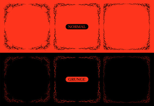 Cyber sigilism frame collection. Neo tribal square borders and sharp corners for poster design, track cover or digital mysticism. Vector set