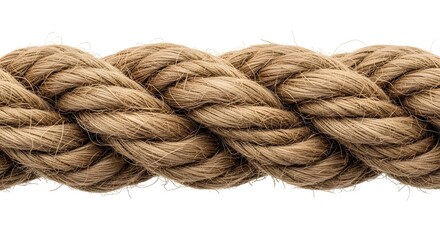 Rope texture element, twisted jute rope pattern, isolated.