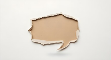 Cutout-style speech bubble made of torn-off kraft paper with little substance.