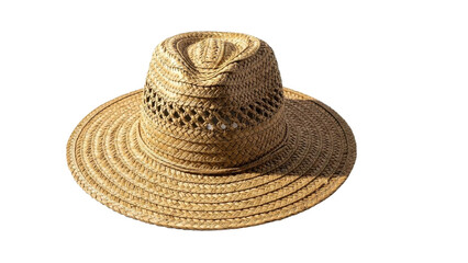 Woven Straw Hat with Wide Brim and Open Weave Crown