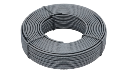 Rolled Steel Rebar Coil Construction Material Isolated Black