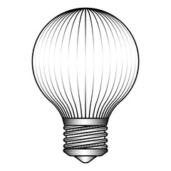 Obraz premium round globe light bulb illustration in vintage woodcut style black and white vector art electric lamp sketch classic sphere shape