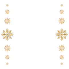 Elegant vertical border frame with gold snowflake icons on a white background, minimalist festive template for Christmas invitations, holiday greeting cards, winter party flyers and seasonal stationer