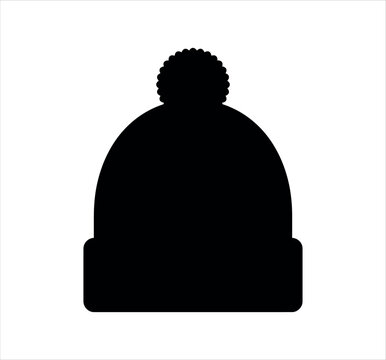 Black winter pom-pom beanie hat silhouette icon