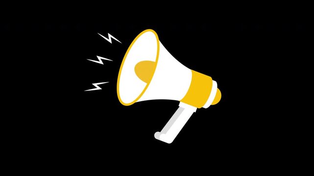 megaphone speaker icon animation announcement concept transparent background with alpha channel