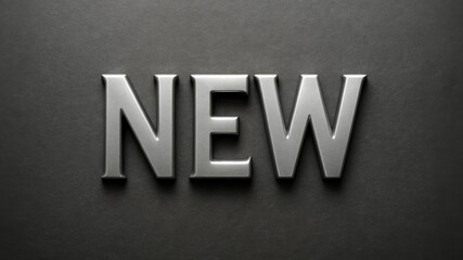 Metallic letters spelling 'NEW' on a dark background. The letters are bold and have a shiny finish, emphasizing the concept of freshness and innovation.