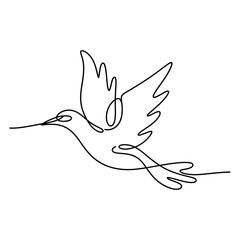 Naklejka premium Line Art Illustration of a Flying Bird , Bird Line Art Vector Illustration