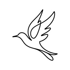 Fototapeta premium Line Art Illustration of a Flying Bird , Bird Line Art Vector Illustration