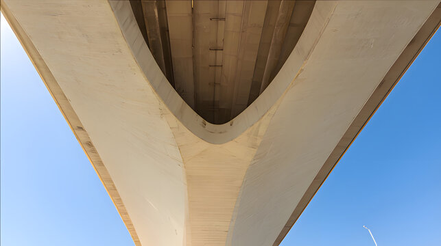 nationalizing. Massive bridge pillar supporting elevated roadway with architectural detail in daylight. real-estate listings.