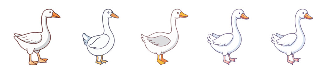 Obraz premium Five sketchy line drawings of geese in various poses showing graceful neck curves and elegant bird forms