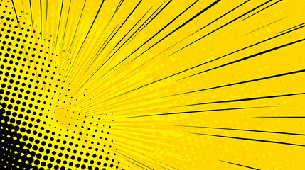 Yellow Comic Book Style Background with Halftone Dots