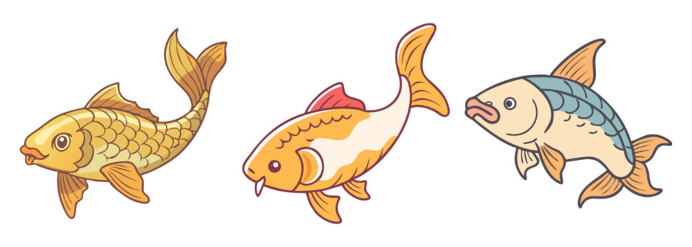 Colorful cartoon fish collection: a vibrant illustration of aquatic creatures