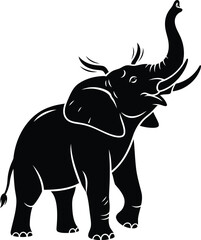 Majestic African elephant illustration with raised trunk
