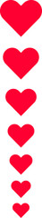 Vertical row of red hearts in various sizes vector illustration for romance and love designs