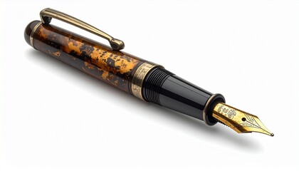 Naklejka premium Fountain pen resting on a flat surface with a beautiful nib designed for smooth writing