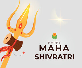 Happy Maha Shivratri greeting banner. Hindu celebration card for web design. Vector illustration
