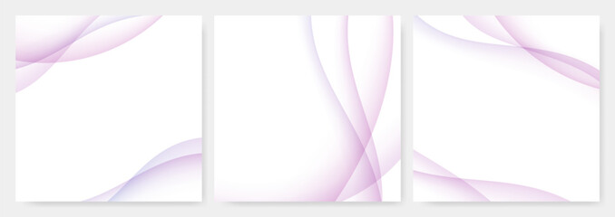 優雅な紫色のグラデーションウェーブ抽象背景セット