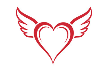 Red winged heart vector icon