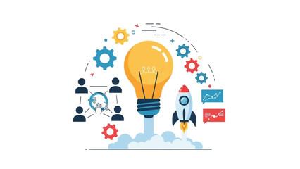 Innovative business ideas launching with teamwork and creative solutions