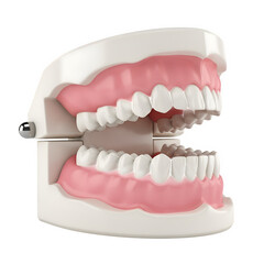 Obraz premium Dental jaw model with healthy teeth anatomy, ideal for medical, dental, and educational use. Isolated on white or transparent background. PNG format.