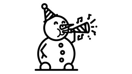 Snowman Celebrating with Party Horn