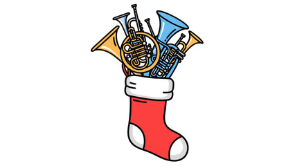 French Horns in Christmas Stocking