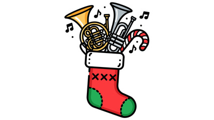 Christmas Stocking with Musical Instruments