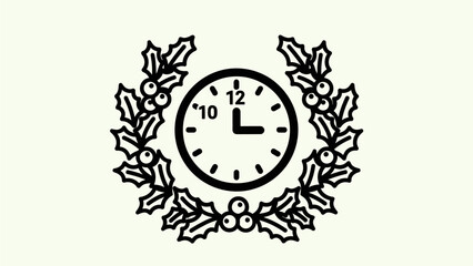 Christmas Time Illustration with Clock