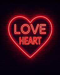 red neon sign, LOVE HEART, neon heart, romantic, Valentine, love concept, glowing sign, heart shape, neon lights, romantic decor, love message, cozy ambiance, affectionate, romantic lighting, love sym