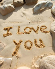 I love you message, handwritten message, sand writing, spice writing, grainy texture, romantic message, love message, affectionate, heartfelt, Valentine, love concept, romantic, cozy, intimate, 