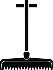 Vector Garden rake tool farming equipment icon black silhouette Illustration