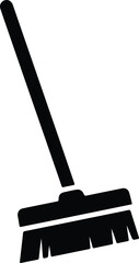 Vector Simple Black House Cleaning Push Broom Tool Maintenance silhouette Illustration