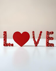 LOVE, decorative letters, heart symbol, red heart, romantic, Valentine, love concept, cozy decor, wooden letters, love sign, love message, affectionate, relationship, cute, charming, handmade, natural