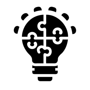Puzzle Lightbulb Icon - Creative Problem Solving and Logic Vector Symbol