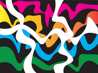 Abstract colorful curvy zigzag stripes background.